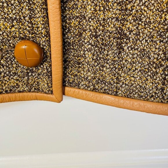 Lafayette 148 New York Highlands Leather Trim Wool Boucle Tweed Jacket Large - Picture 6 of 11